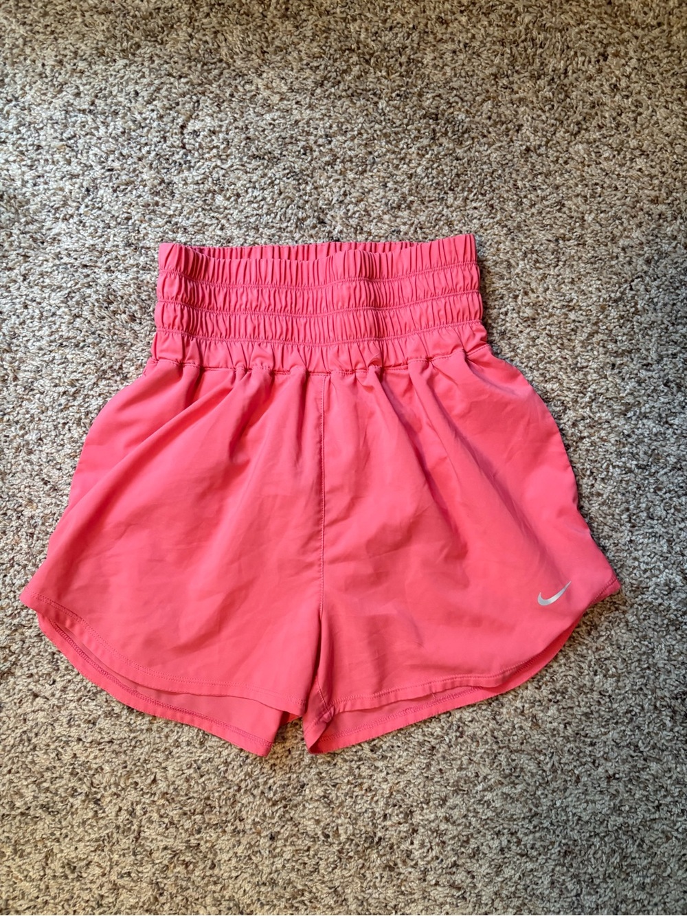 Nike Womens Coral High-Waist Athletic Shorts